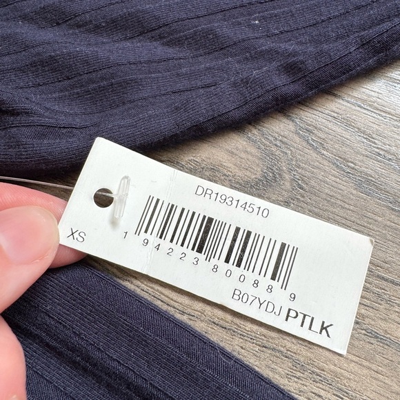 Anthropologie Daily Ritual Ribbed Navy Henley Midi Dress NWT - Picture 3 of 4